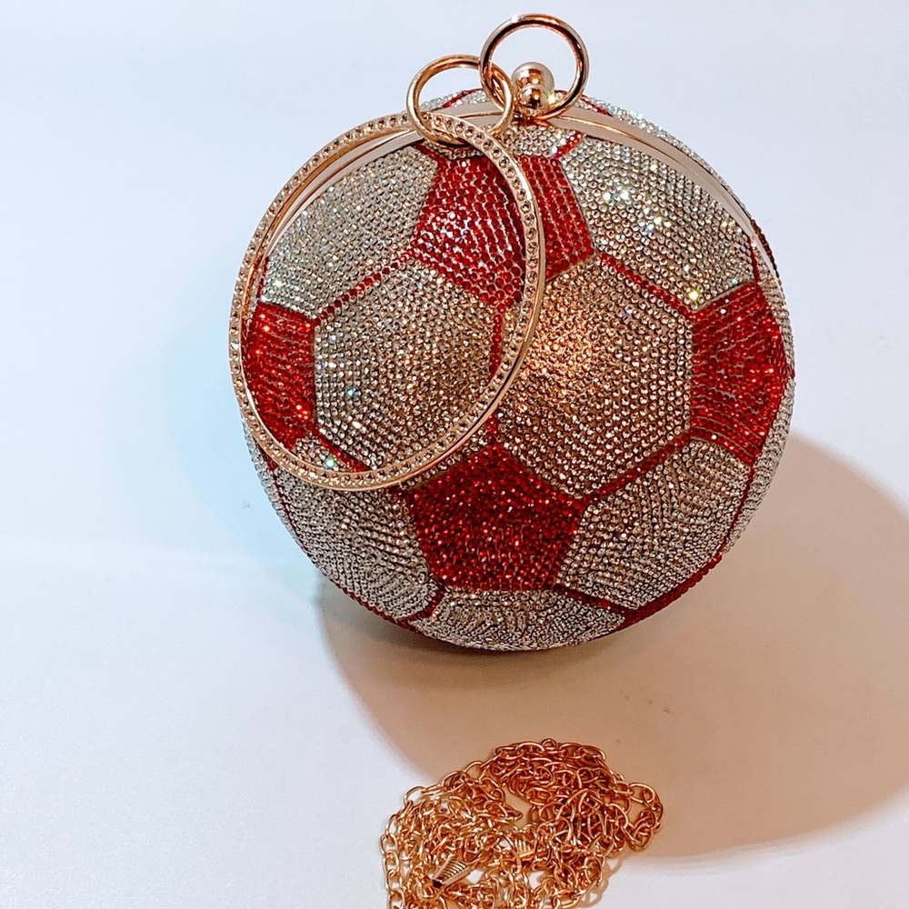 Rhinestone Soccer Ball Women’s Crossbody Clutch